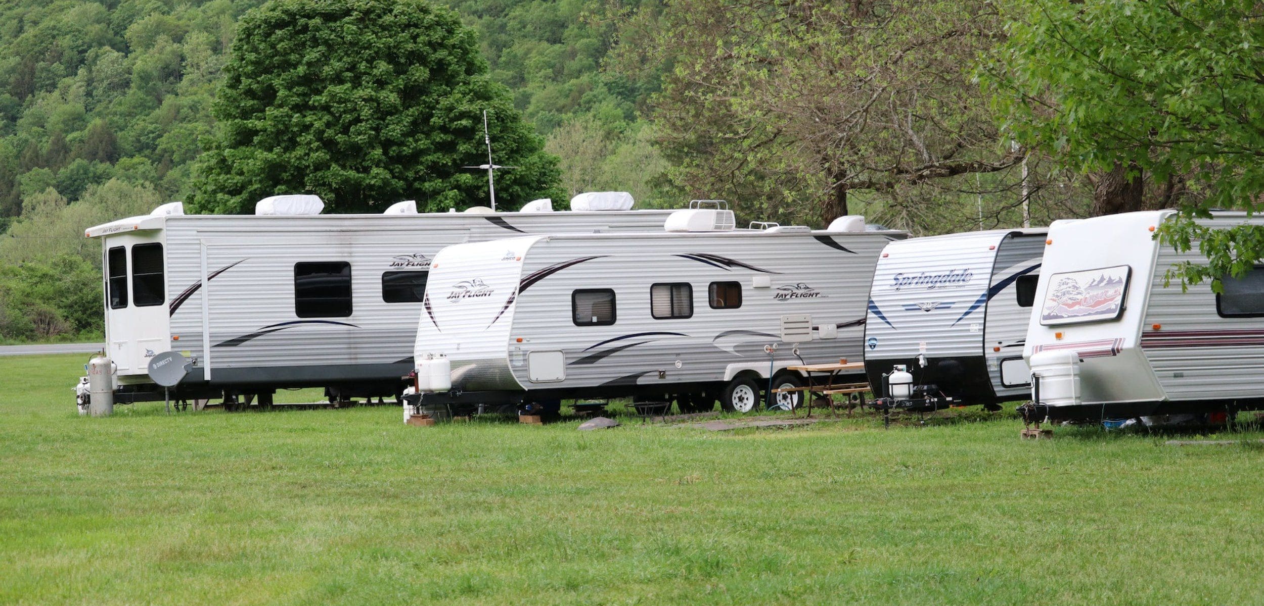 Caravans in a caravan park