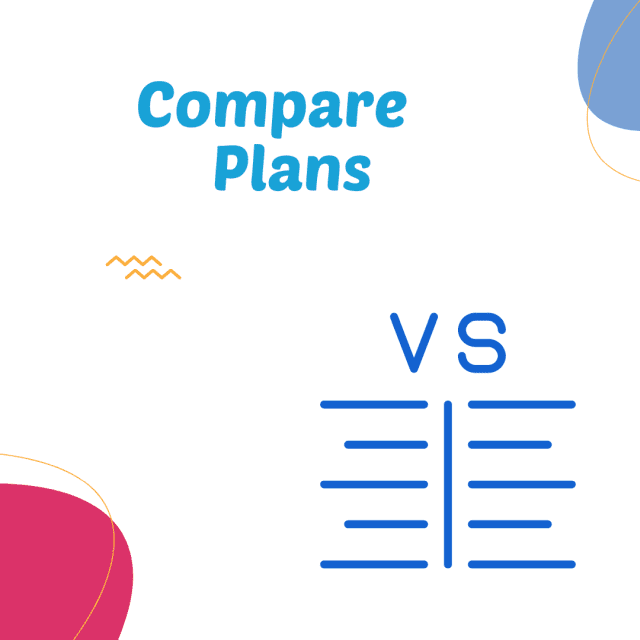 Illustration of a comparison chart with the text 'Compare Plans